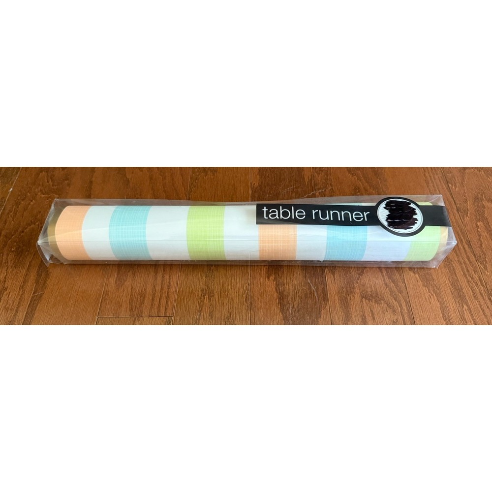 Table Runner Disposable Paper Striped 15" x 12 Feet Pastel Spring Easter NEW!‎